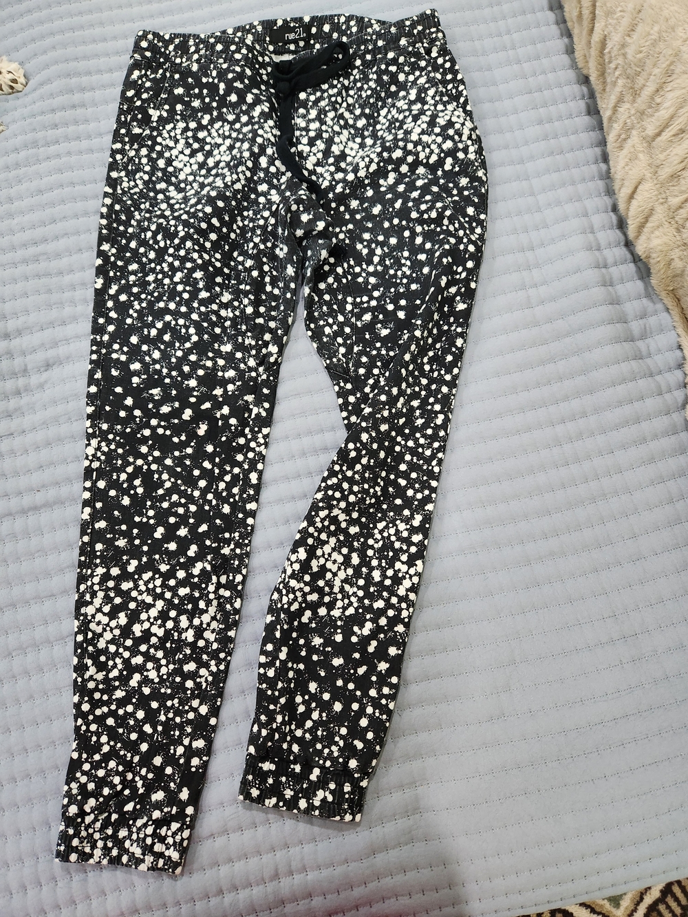 Rue21 Black Joggers with White Speckle Print